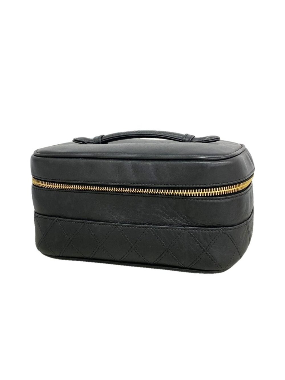 Chanel Vanity Bag Bicolor Leather Black Gold